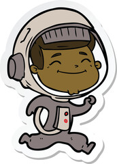sticker of a happy cartoon astronaut
