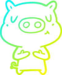 cold gradient line drawing cartoon content pig
