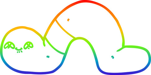 rainbow gradient line drawing cartoon worm