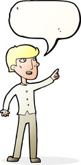cartoon man pointing with speech bubble