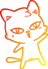 warm gradient line drawing cartoon cat