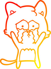 warm gradient line drawing cartoon cat