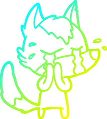 cold gradient line drawing cartoon crying wolf