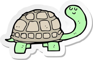 sticker of a cartoon happy tortoise