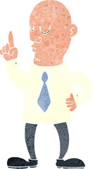 cartoon bald man with idea