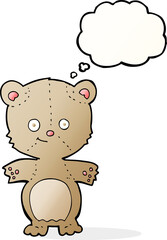 cartoon happy teddy bear with thought bubble