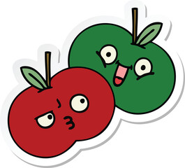 sticker of a cute cartoon juicy apple