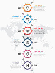 Timeline infographic concept data diagram with 6 options