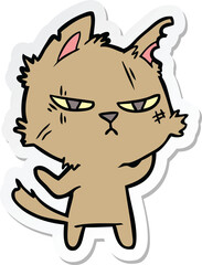 sticker of a tough cartoon cat