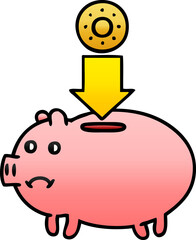gradient shaded cartoon piggy bank