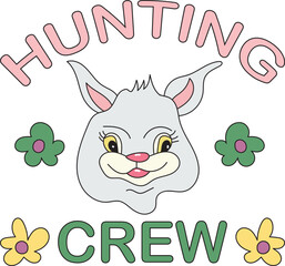 Obraz na płótnie Canvas Retro Easter Hunting Crew Sublimation T-Shirt Design