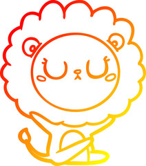 warm gradient line drawing cartoon lion