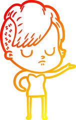 warm gradient line drawing cartoon woman