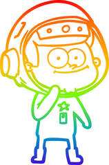 rainbow gradient line drawing happy astronaut cartoon