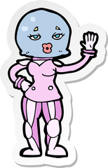 sticker of a cartoon female astronaut