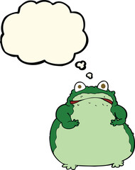 cartoon fat frog with thought bubble