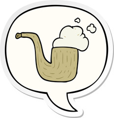 cartoon old smoking pipe and speech bubble sticker