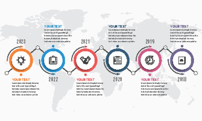 Timeline infographic concept data diagram with 6 options