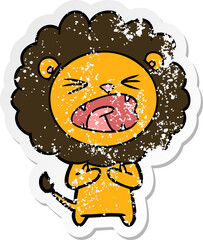 distressed sticker of a cartoon lion