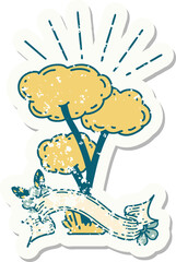 grunge sticker of tattoo style tree