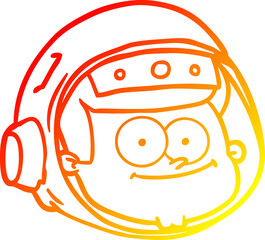 warm gradient line drawing cartoon astronaut face