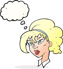 Fototapeta premium cartoon pretty woman with thought bubble