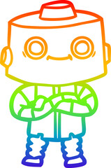 rainbow gradient line drawing cartoon robot