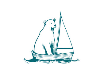 Oso polar en un bote