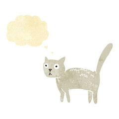 cartoon frightened cat with thought bubble