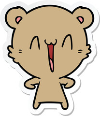 sticker of a happy bear cartoon
