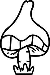 line drawing doodle of a single mushroom