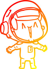warm gradient line drawing happy cartoon astronaut