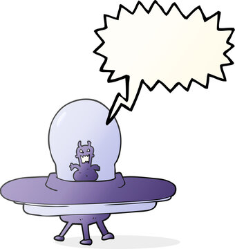 speech bubble cartoon alien spaceship