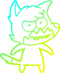 Fototapeta premium cold gradient line drawing cartoon grinning fox