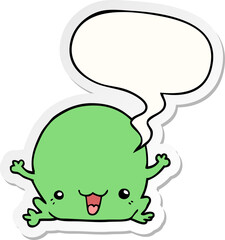 cartoon frog and speech bubble sticker