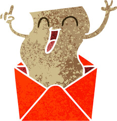 quirky retro illustration style cartoon happy letter