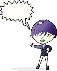 cartoon vampire girl with speech bubble