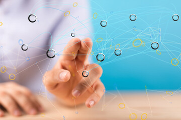 Global network. Blockchain. 3D illustration. Neural networks and artificial intelligence. Abstract  - connection