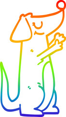 rainbow gradient line drawing cartoon dog
