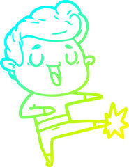 cold gradient line drawing happy cartoon man