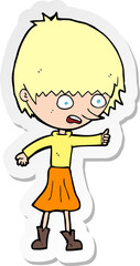 sticker of a cartoon woman stressing out