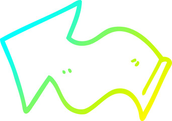 cold gradient line drawing cartoon pointing arrow