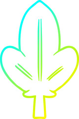 cold gradient line drawing cartoon leaf