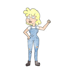 textured cartoon woman shaking fist