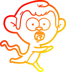 warm gradient line drawing cartoon shocked monkey