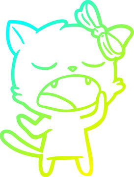 recommend clip art: cold gradient line drawing cartoon yawning cat