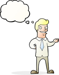 Fototapeta premium cartoon salesman with thought bubble