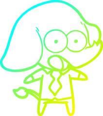 cold gradient line drawing cute cartoon elephant