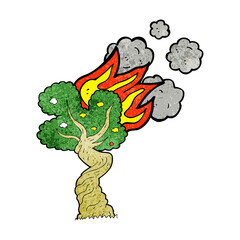 cartoon burning tree