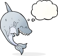 Foto auf Alu-Dibond cartoon shark with thought bubble © lineartestpilot